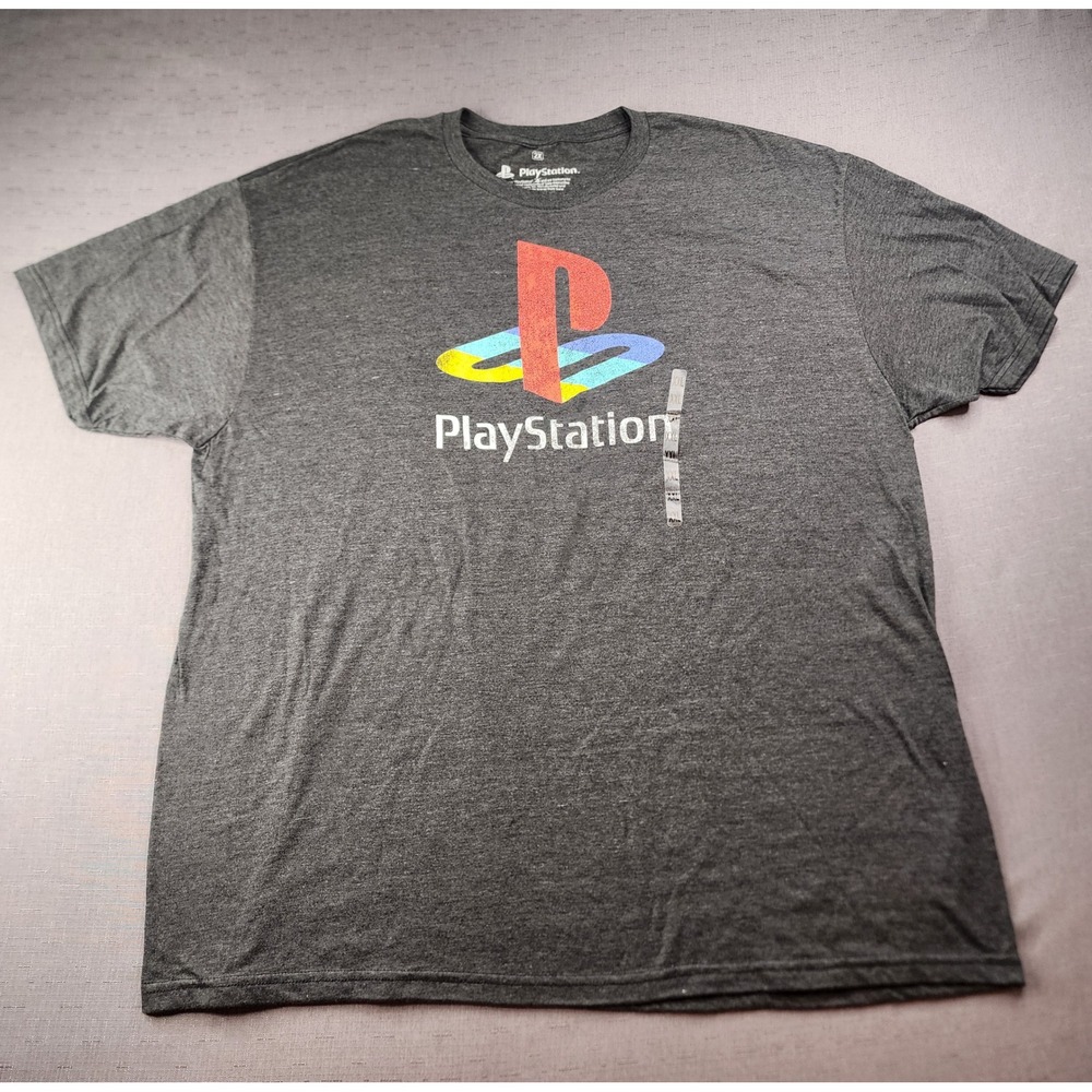 PlayStation T Shirt Mens XXL Grey Ripple Junction Graphic Tee Short Sleeve NWOT